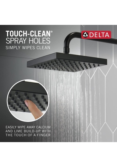 Faucet Tek Sprey Yağmur Duş Başlığı Siyah, Yağmur Duş Başlığı, Siyah Kare Duş Başlığı, Mat Siyah, Delta Çok Renkli