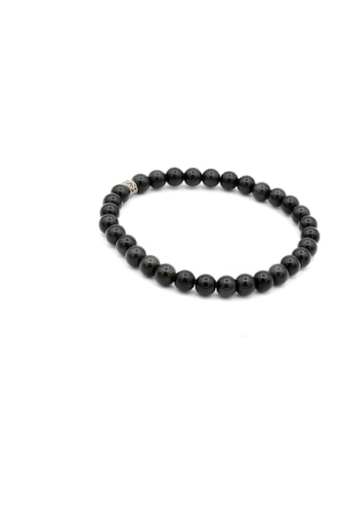 Hakiki Doğal Rainbow Obsidyen Bileklik 6 Mm Gri