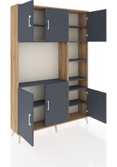 Arges Dolap 10 Raflı 6 Kapaklı 132x30x195 Çam-antrasit/antrasit Çam