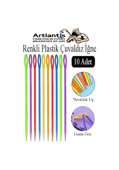Renkli Plastik Çuvaldız Yün İğnesi 24 Cm 10 Adet Plastik Dikiş İğnesi Yün Örgü Dikme İplik İğne Dokuma İğnesi