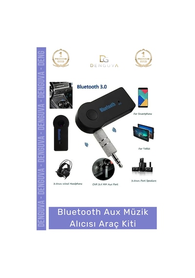 Araçkiti Kablosuz Bluetooth Ses Aktarım Modülü Mikrofonlu Handsfree Aux Müzik Alıcısı Araç Kiti