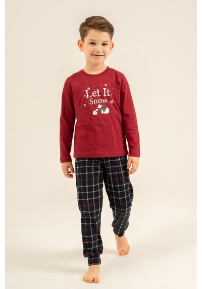 Arnetta Let It Snow Baba Oğul Bordo Uzun Kol Pijama Takımı Ar3820-a-v1 Ar3820-a-v1