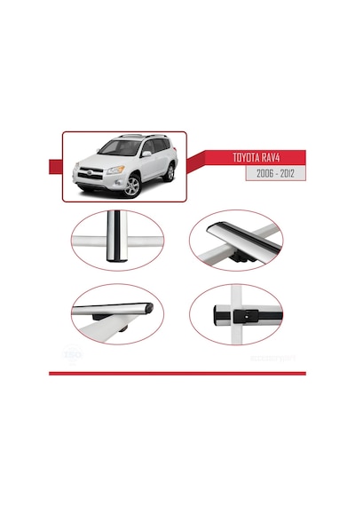 Toyota Rav4 2006-2012 Arası İle Uyumlu Basic Model Ara Atkı Tavan Barı Gri 3 Adet
