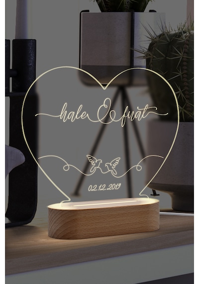 Çiftler İçin Güvercin Motifli Kişiye Özel Led Gece Lambası Masif Ahşap Tabanlı Usb Kablolu Pleksi Led Gece Lambası Çiftler İçin Güvercin Motifli Kişiye Özel Led Gece Lambası Masif Ahşap Tabanlı Usb Kablolu Pleksi Led Gece Lambası