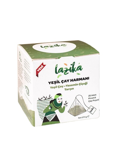 Lazika Yeşil Çay Harmanı Yasemin Çiçeği Tarçın 25'li Piramit Poşet