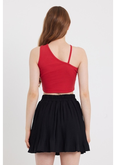 Quhox Kadın Askılı Crop Kaşkorse Kırmızı
