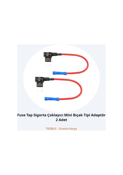 Trobus Fuse Tap Sigorta Çoklayıcı Mini Bıçak Tipi Adaptör 2 Adet Diğer