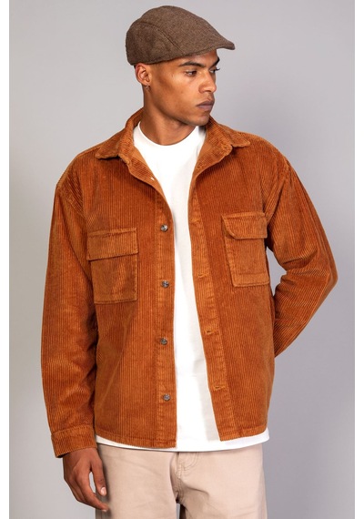 Little Cup Jeans Co Erkek Camel Gömlek Model Oversize Pamuklu Kadife Ceket