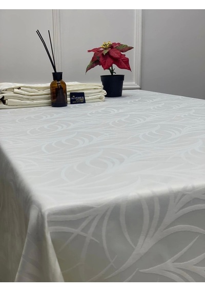 Nivemeshome 140x280 Krem Yaprak Desenli Leke Tutmaz Masa Örtüsü Çok Renkli