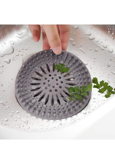 Yuvarlak Silikon Süzgeç 12 Cm Lavabo Ve Küvet Süzgeci, Lavabo Tıkacı Gri Renk 1 Adet M-140 Silikon Diğer