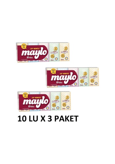 Maylo 500828 Kağıt Cep Mendil 10'Lu X 3 Paket