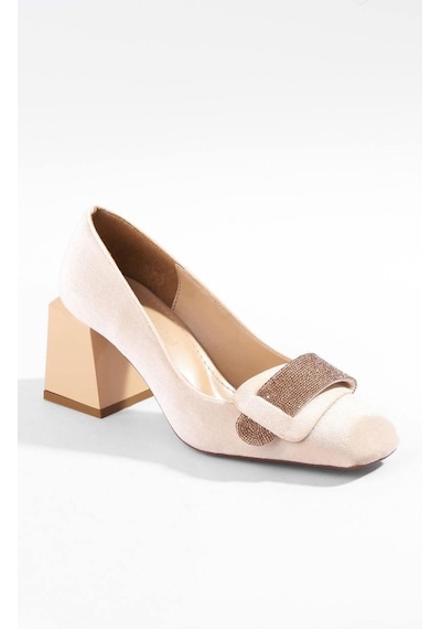 Paris Shoes Paris Bej Kadife Klasik Topuklu Ayakkabı Z081-bej Bej