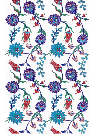 Armada Çini 25X40 CM Sp 405 Desenli İznik Çini Karo Lale Karanfil