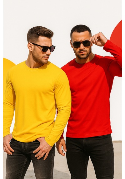 Rich Erkek Sarı-kırmızı 2'li Paket Basic Uzun Kollu Body Sarı-kırmızı