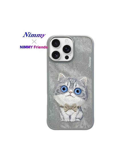 Apple iPhone 16 Pro Max Uyumlu 3d Gerçek Nakış İşlemeli Göz Detaylı Kedi Desenli Silikon Kılıf
