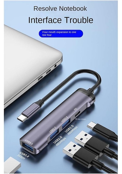 Taplin Tk-129 Type-c To Usb 4port Usb Hub Converter Dönüştürücü