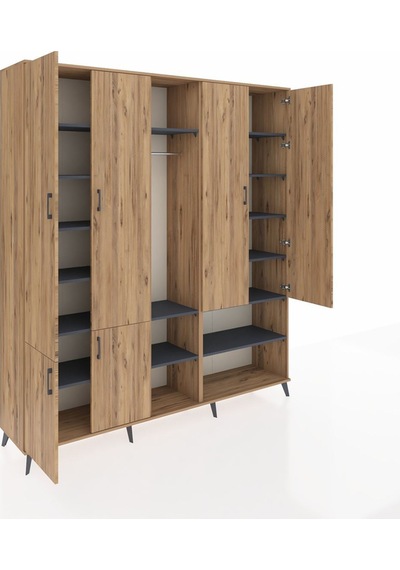Hyperion Dolap 15 Raflı 5 Kapaklı Tek Askılı 220x44x243 Çam-çam/antrasit Atlas Çam/antrasıt Hyperion Dolap 15 Raflı 5 Kapaklı Tek Askılı 220x44x243 Çam-çam/antrasit Atlas Çam/antrasıt