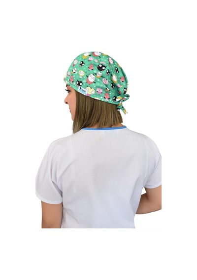 Unisex Yeşil Şirin Kafalar Doktor Hemşire Hastane Medikal Cerrahi Bonesi Beyaz Beyaz