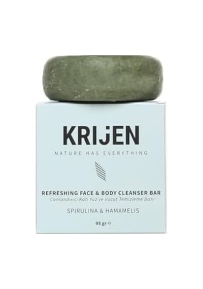 Krijen Canlandırıcı Etkili Spirulina & Hamamelis Yüz Ve Vücut Temizleme Barı 95 Gr