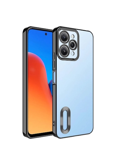 Zore Redmi 12 Kılıf Kamera Korumalı Logo Gösteren Ogaa Omega Kapak - Siyah