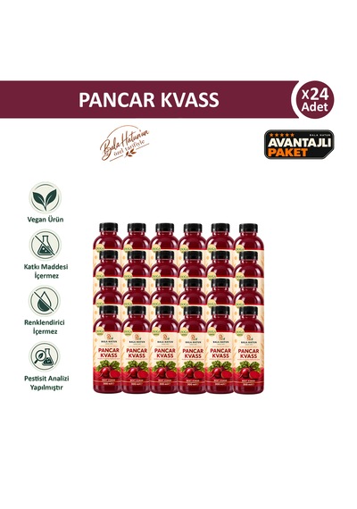 Bala Hatun Pancar Kvass 24 x 300 ML - Kefir Altı Suyu İle Mayalama - Doğal Fermente 24'lü Pet Şişe