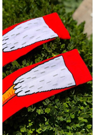 Lousocks Unisex Horoz Ayağı Renkli Soket Çorap Kırmızı