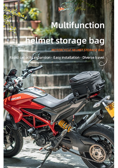 Rockbros 20l - 35l Körüklü Genişleyebilir Eva Sert Kabuklu Darbeye Dayanıklı Motosiklet Arka Kuyruk Ve Sele Üstü Çanta Alüminyum - Siyah