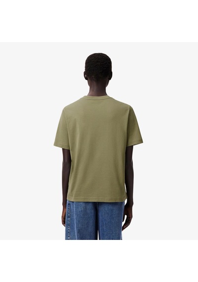 Lacoste V Yaka Organik Pamuk Bayan T-shirt Haki