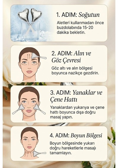Kalp Şeklinde Soğuk Yüz Masaj Aleti - Cilt Sıkılaştırıcı Ve Şişkinlik Giderici Cryo Sticks