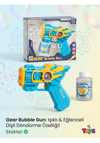 Pilli Led Işıklı Köpük Tabancası 15cm Yoğun Baloncuk Çıkaran Bubble Mavi