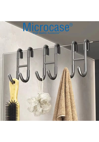 Microcase Paslanmaz Çelik Uçlar Kauçuk Çok Amaçlı Banyo Mutfak Dolap Vb Alanlar İçin Askılık Al5506 Siyah