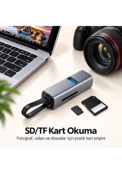 Woyax 5 İn 1 Type-c Usb Hub Çoklayıcı Dönüştürücü Converter Usb 3.0 2x Usb 2.0 Sd Microsd Tf Kart Okuyucu Macbook Laptop Ve Tablet Uyumlu