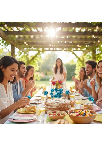Disko Top Mavi Pasta Ve Tatlı Üzeri Dekoratif Süs 12 Li Set