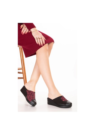 Gondol Kadın Hakiki Deri Dolgu Topuk Leopar Detaylı Sabo Terlik Özl.81 Bordo Leopar Bordo - Leopar Gondol Kadın Hakiki Deri Dolgu Topuk Leopar Detaylı Sabo Terlik Özl.81 Bordo Leopar Bordo - Leopar