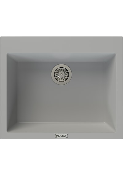 Polex Cristalüx Granit Evye P-X60 Gri Tezgah Altı Ve Tezgah Üstü Kare Mutfak Evyesi 60x50 CM