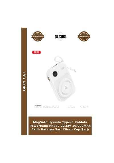 Magsafe Uyumlu Type-c Kablolu Powerbank Pr270 22.5w 10.000mah Akıllı Batarya Şarj Cihazı Cep Şarjı Çok Renkli