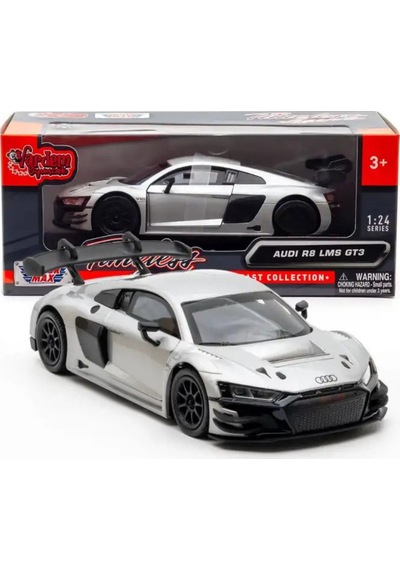 Motormax 1:24 Audi R8 Lms Gt3 Diecast Model Araba Lisanslı - Gümüş Gri Metal Koleksiyonluk Oyuncak