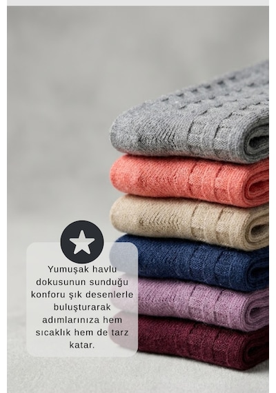 Socketta Kadın Yumuşak Dokulu Desenli Bambu Havlu Patik Çorap 6 Farklı Renkli Premium Set Bordo-lacivert-violet-bej-coral-gri Socketta Kadın Yumuşak Dokulu Desenli Bambu Havlu Patik Çorap 6 Farklı Renkli Premium Set Bordo-lacivert-violet-bej-coral-gri