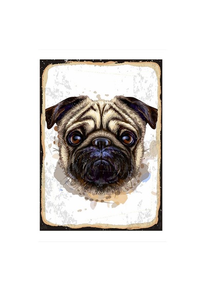 Bedeko Pug Köpek Tasarım Mdf Tablo 35 Cm X 50 Cm