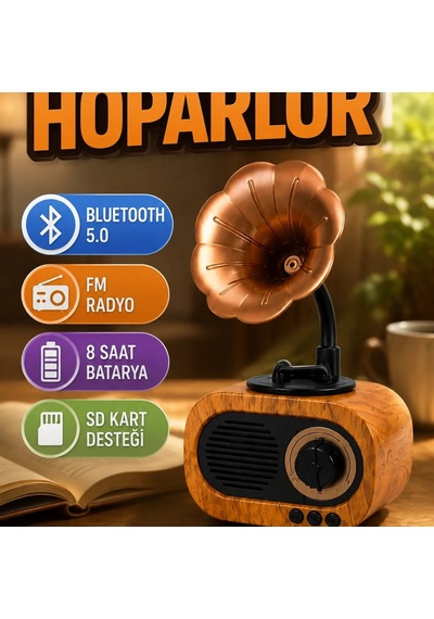 Mini Nostaljik Bluetooth Hoparlör Fm Radyo 5w 1200mah 8 Saat Kullanım