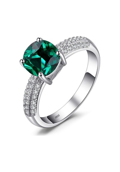 Brezza Lusso Jewelry Zümrüt Taşlı Diamond Yarımtur Tektaş Kadın Gümüş Yüzük 13