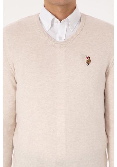 U.S. Polo Assn. Erkek Krem Melanj Basic Kazak 50307778-VR159