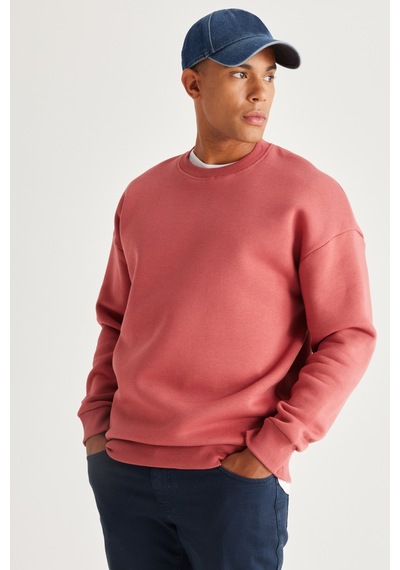 AC&Co / Altınyıldız Classics Erkek Mercan Oversize Fit Bol Kesim Pamuklu İçi Polarlı Bisiklet Yaka Sweatshirt Mercan AC&Co / Altınyıldız Classics Erkek Mercan Oversize Fit Bol Kesim Pamuklu İçi Polarlı Bisiklet Yaka Sweatshirt Mercan