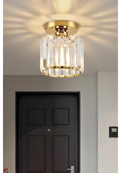 Glowix Kristal Taşlı Plofonyer Tekli Avize - Modern Tekli Kristal Taşlı Avize Gold