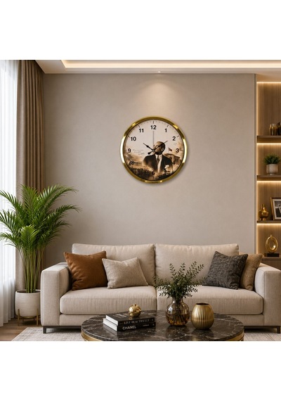 Gold Cumhuriyet Işığı 40 X 40 Cm Metal Duvar Saati