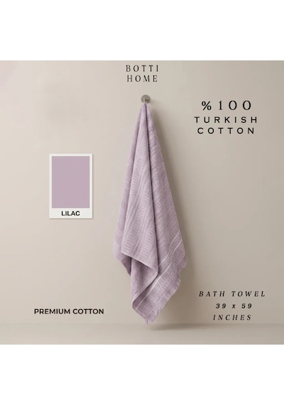 Botti Home %100 Pamuk Jakarlı Banyo Havlusu 100 X 150 Cm Çeyizlik Yumuşak Dokulu Havlu Lila