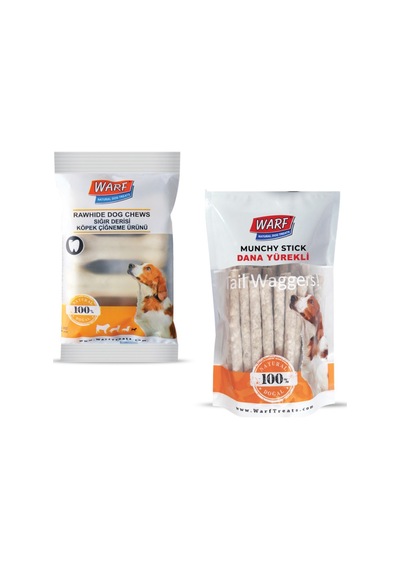 Warf Dana Yürekli Munchy Çubuk 400 G + Beyaz Pres Kemik 7.5 CM 4'lü
