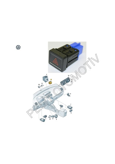 Golf 2013-2020 Dörtlü Flaşör Düğme 5g0953509a