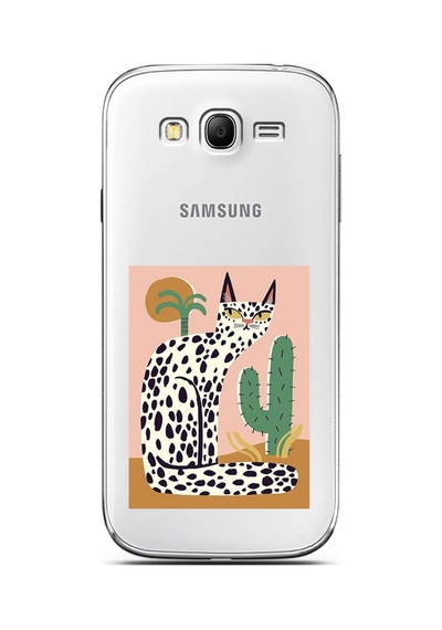 Samsung Uyumlu Grand Neo Mısır Kedisi Tasarımlı Süper Şeffaf Telefon Kılıfı Çok Renkli