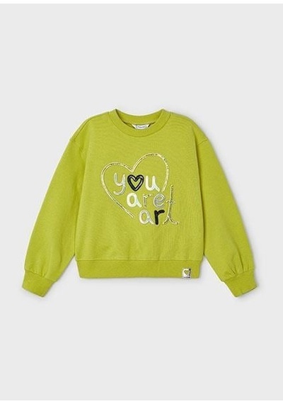 Mayoral Kız Çocuk Yeşil İşlemeli Sweatshirt 04479 Yeşil